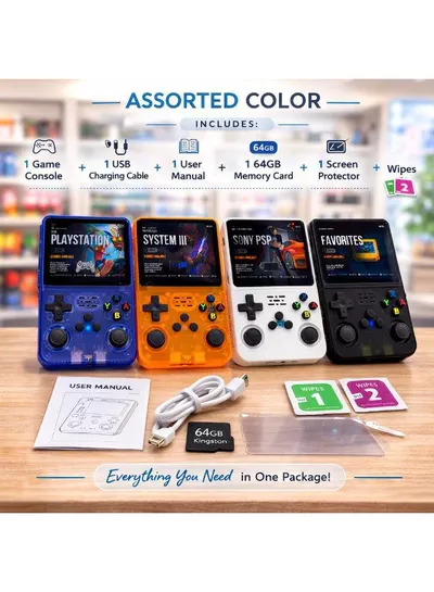 Handheld Game Console with 3500mAh Battery | Portable Retro Gaming Device for Kids & Adults | Rechargeable Mini Game Console | Assorted Color-2