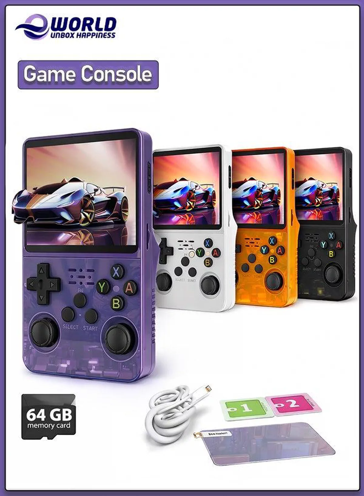 Handheld Game Console with 3500mAh Battery | Portable Retro Gaming Device for Kids & Adults | Rechargeable Mini Game Console | Assorted Color