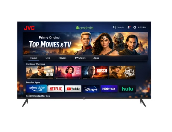 JVC 70 Inch 4K UHD Smart TV Android 15, Edgeless Display, Quad Core Processor, Bluetooth Connectivity, Dolby Audio, Ultra HD LED TV, 1 Year Warranty LT-70N7105 Black
