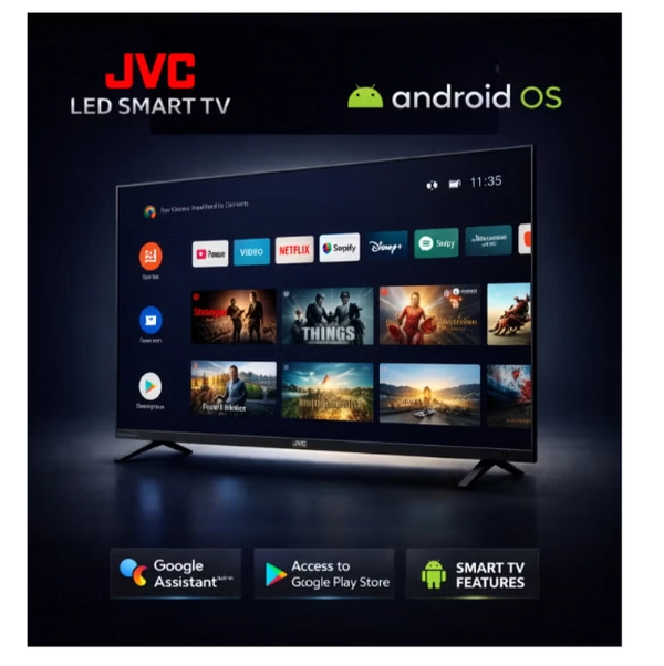 JVC 70 Inch 4K UHD Smart TV Android 15, Edgeless Display, Quad Core Processor, Bluetooth Connectivity, Dolby Audio, Ultra HD LED TV, 1 Year Warranty LT-70N7105 Black