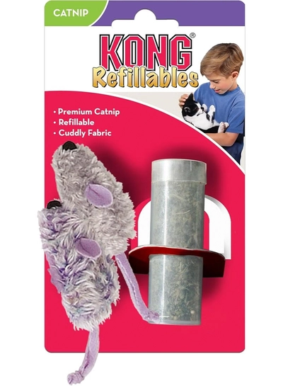 KONG CAT TOY PURPLE & FROSTY GREY MOUSE-0