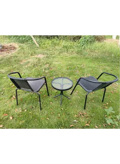 3-Piece Bistro Table Garden Furniture Balcony Furniture Patio Furniture Patio Furniture Outdoor Garden Lounge 1 Table and 2 Chairs for Porches Courtyards Patios Balconies Pool Edges-2