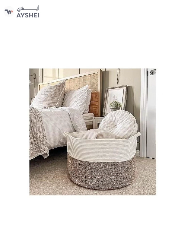 ORiTi XXXLarge Cotton Rope Basket 21.7" x 21.7" x 13.8" Woven Baby Laundry Blanket Basket 