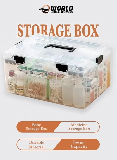 Eworld Large Plastic Storage Box – Multi-Compartment Organizer for Medicine, Toys, and Tools-0