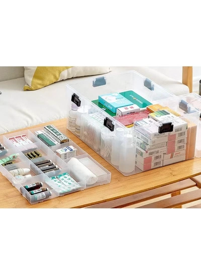 Eworld Large Plastic Storage Box – Multi-Compartment Organizer for Medicine, Toys, and Tools-1