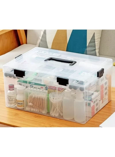 Eworld Large Plastic Storage Box – Multi-Compartment Organizer for Medicine, Toys, and Tools-2