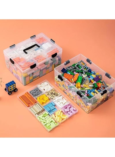 Eworld Large Plastic Storage Box – Multi-Compartment Organizer for Medicine, Toys, and Tools-3