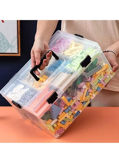 Eworld Large Plastic Storage Box – Multi-Compartment Organizer for Medicine, Toys, and Tools-5