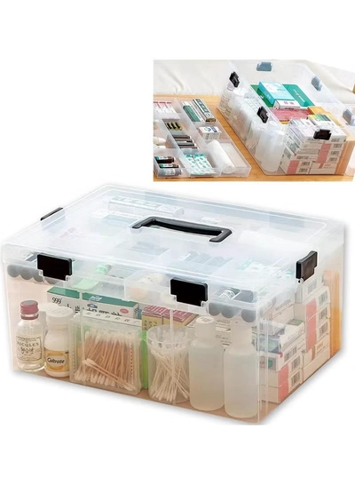 Eworld Large Plastic Storage Box – Multi-Compartment Organizer for Medicine, Toys, and Tools-6