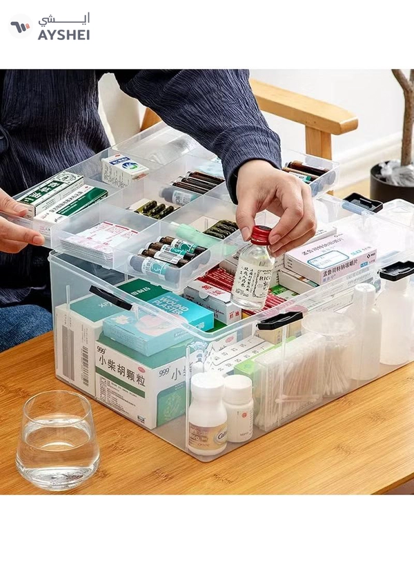 Eworld Large Plastic Storage Box – Multi-Compartment Organizer for Medicine, Toys, and Tools