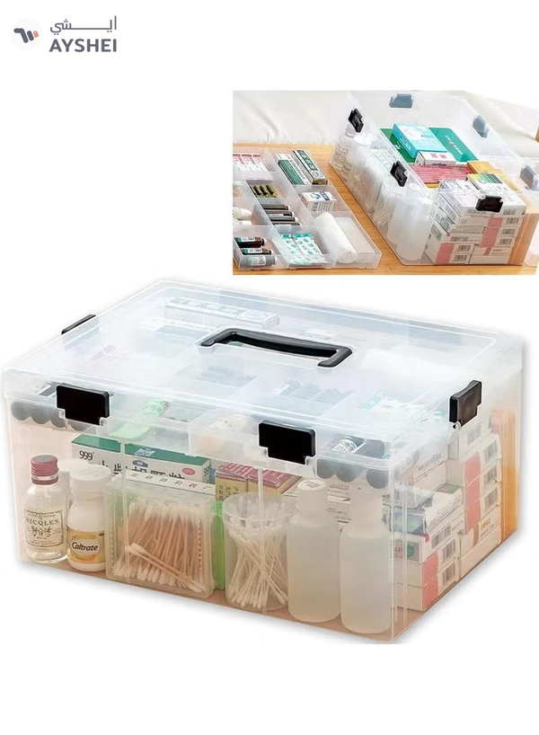 Eworld Large Plastic Storage Box – Multi-Compartment Organizer for Medicine, Toys, and Tools