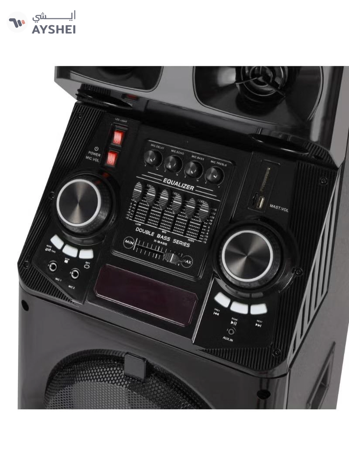 Geepas Professional Active Speaker System- GMS11169| Bluetooth and FM Stereo Radio| Includes a UHF Microphone and a Remote Control| 800 PMPO, X-Bass Volume Control, Graphic Equalizer| Black, 2 Years Warranty-3-3
