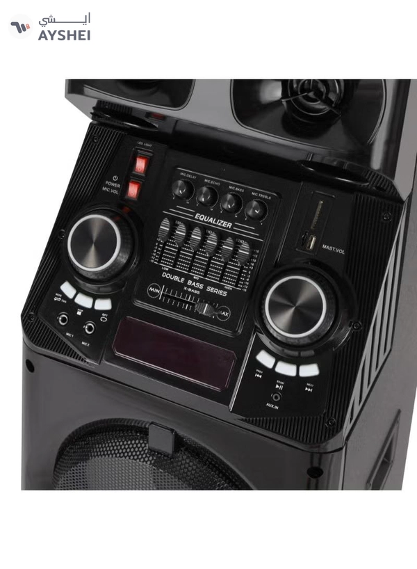 Geepas Professional Active Speaker System- GMS11169| Bluetooth and FM Stereo Radio| Includes a UHF Microphone and a Remote Control| 800 PMPO, X-Bass Volume Control, Graphic Equalizer| Black, 2 Years Warranty