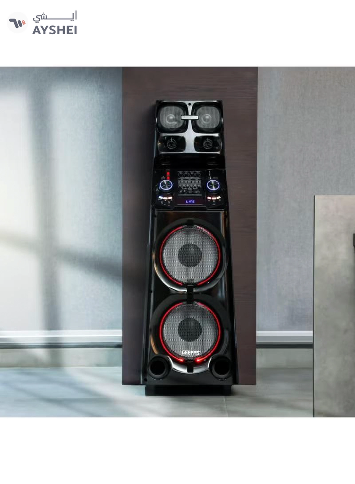 Geepas Professional Active Speaker System- GMS11169| Bluetooth and FM Stereo Radio| Includes a UHF Microphone and a Remote Control| 800 PMPO, X-Bass Volume Control, Graphic Equalizer| Black, 2 Years Warranty-1-1