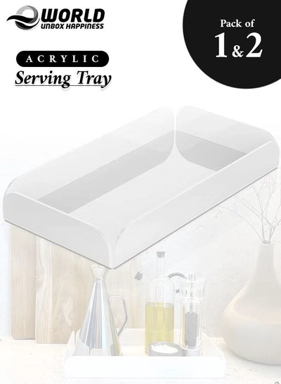 Eworld Multi-Purpose White Acrylic Trays for Organization, Elegant Bathroom Organizer-0