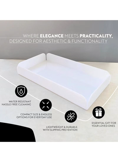 Eworld Multi-Purpose White Acrylic Trays for Organization, Elegant Bathroom Organizer-4