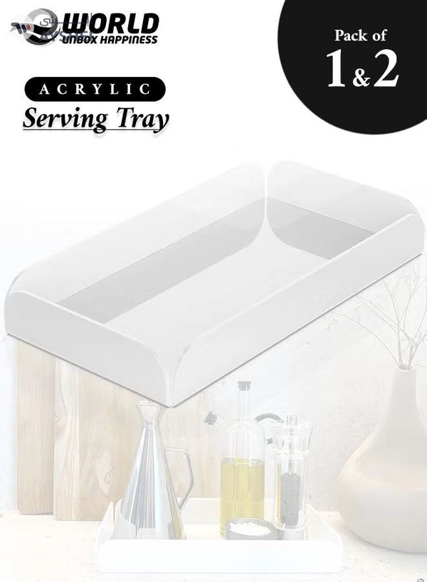 Eworld Multi-Purpose White Acrylic Trays for Organization, Elegant Bathroom Organizer