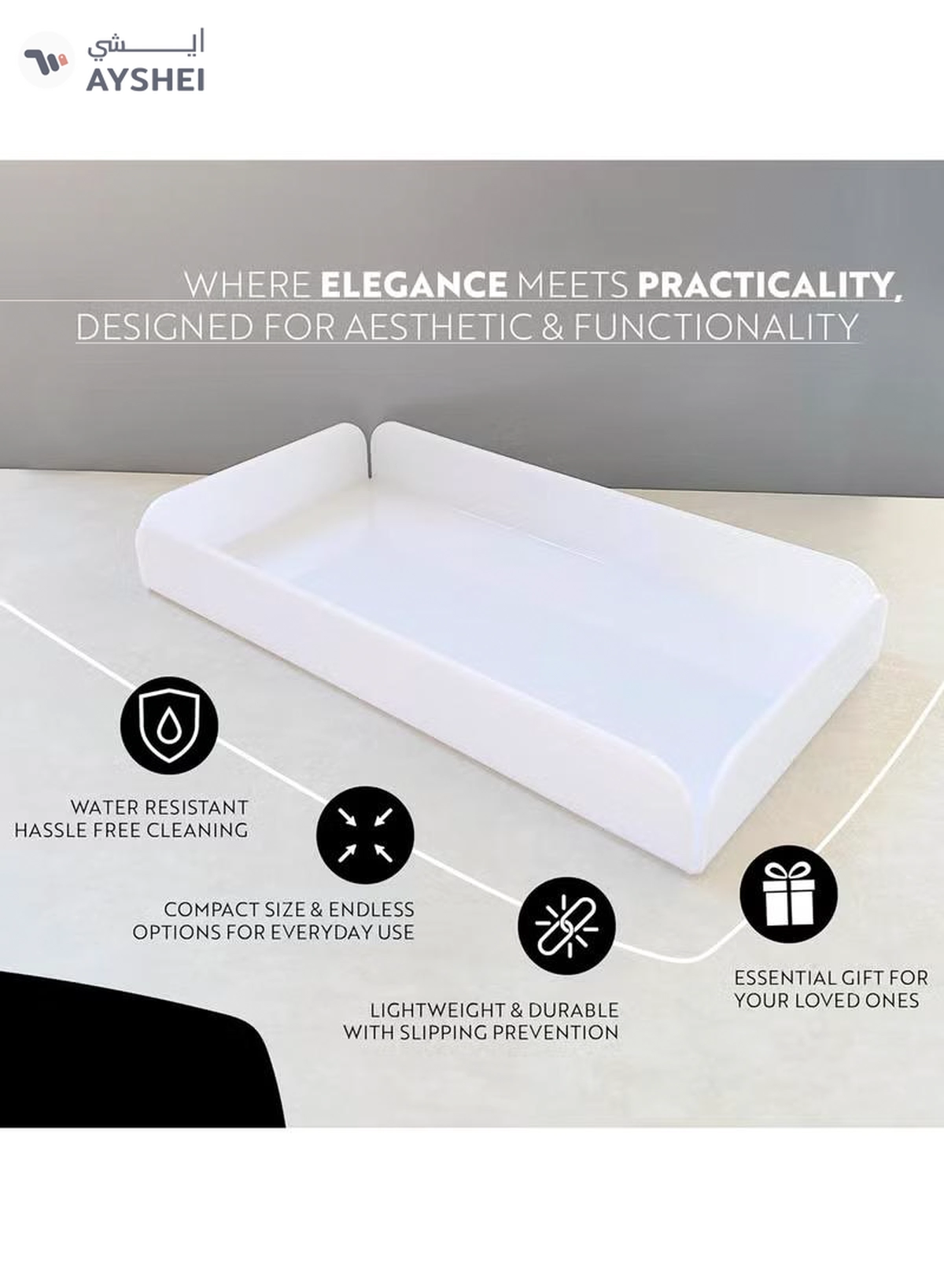 Eworld Multi-Purpose White Acrylic Trays for Organization, Elegant Bathroom Organizer-4-4