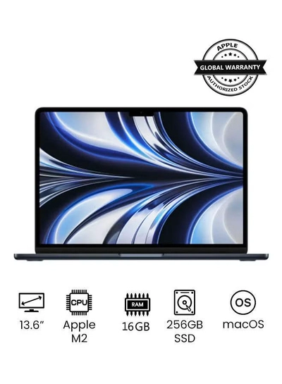 Apple MacBook Air MC7X4 13.6-Inch Display : Apple M2 chip with 8-core CPU and 8-core GPU, 16GB RAM/256GB SSD(International Version) English Midnight-0