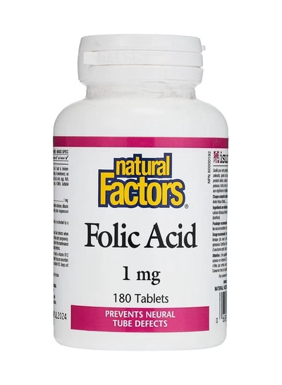 Natural Factors Folic Acid, 1 mg, 180 Tablets-0