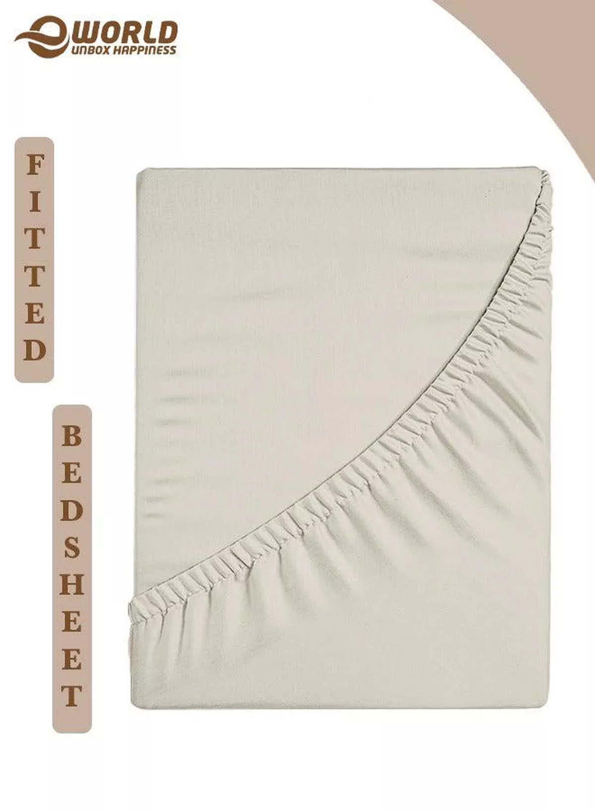 Cream Microfiber Fitted Bedsheet with Deep Pocket for a Snug Fit, Breathable, Machine Washable for Optimal Protection, Available in King, Queen and Single Sizes, Without Pillow Cover
