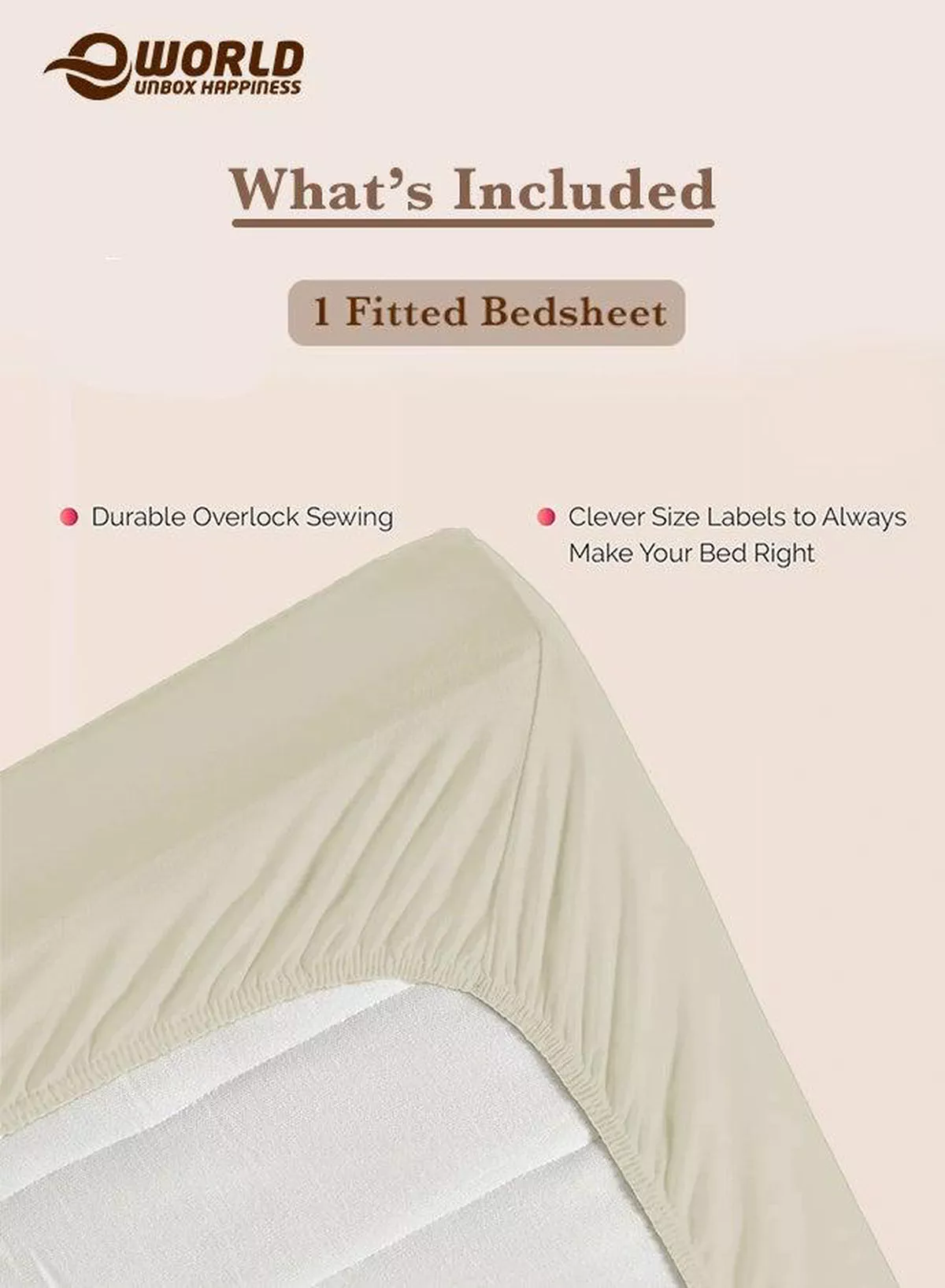 Cream Microfiber Fitted Bedsheet with Deep Pocket for a Snug Fit, Breathable, Machine Washable for Optimal Protection, Available in King, Queen and Single Sizes, Without Pillow Cover-2-2