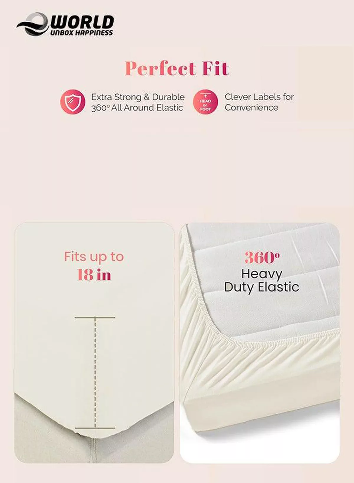 Cream Microfiber Fitted Bedsheet with Deep Pocket for a Snug Fit, Breathable, Machine Washable for Optimal Protection, Available in King, Queen and Single Sizes, Without Pillow Cover-3-3