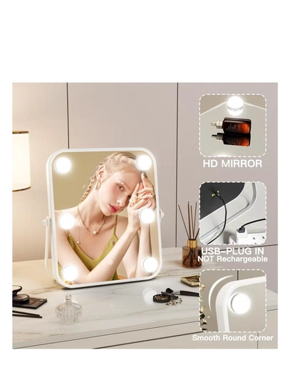 XiuWoo Vanity Mirror with Lights, Hollywood Makeup Mirror with Light, 10"x12" Lighted Desktop Makeup Mirror with 6 Dimmable LED Bulbs, Cosmetic Makeup Mirror with Stand, Smart Touch Control-1
