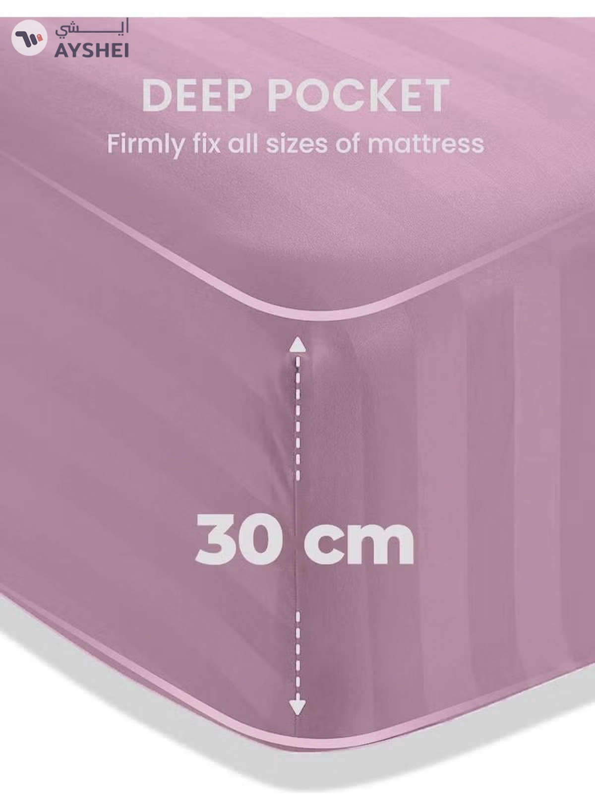 Eworld 4-Piece Luxury Pink Striped Bedding Set-1-1