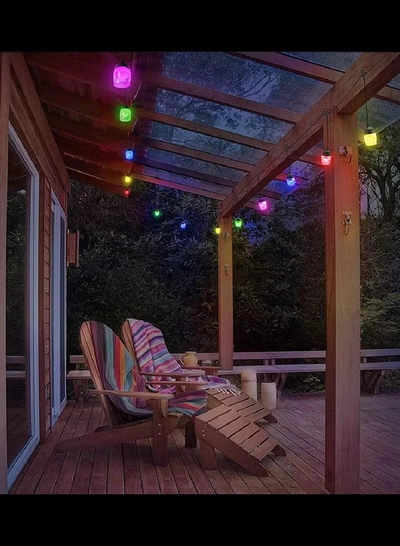 Yuwell Ramadan Lights 10 Led Light Fairy String Lights RGB Lights Outdoor Courtyard Light For Garden Party Decor Light 5 Meter Outdoor String Lights Ramadan Decorations Lights-3