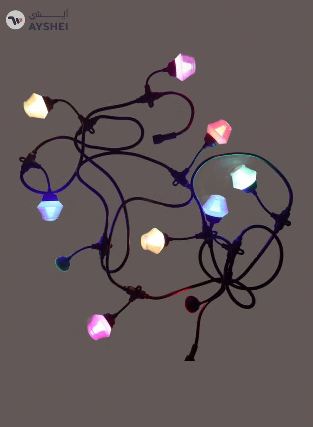 Yuwell Ramadan Lights 10 Led Light Fairy String Lights RGB Lights Outdoor Courtyard Light For Garden Party Decor Light 5 Meter Outdoor String Lights Ramadan Decorations Lights-4-4