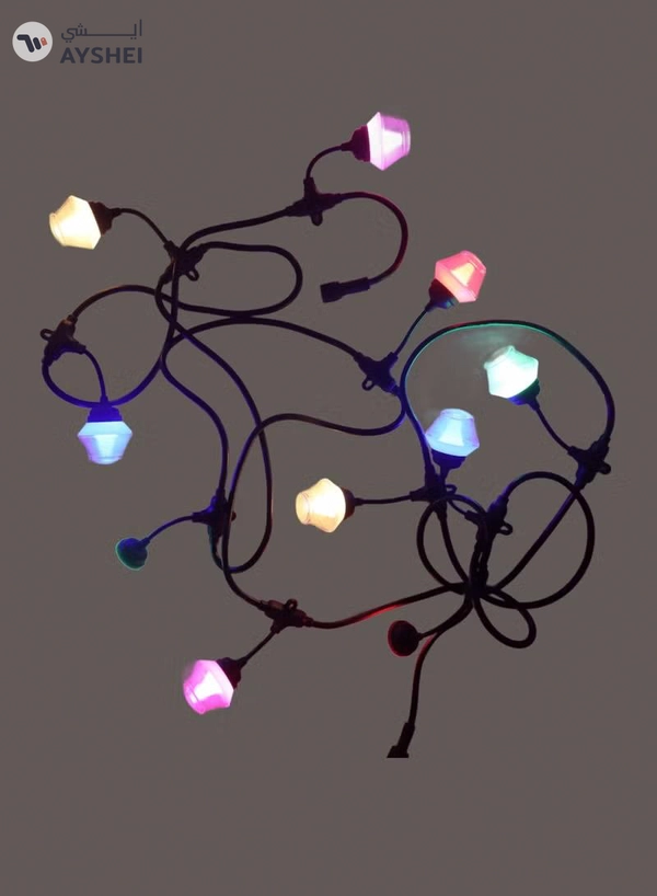 Yuwell Ramadan Lights 10 Led Light Fairy String Lights RGB Lights Outdoor Courtyard Light For Garden Party Decor Light 5 Meter Outdoor String Lights Ramadan Decorations Lights