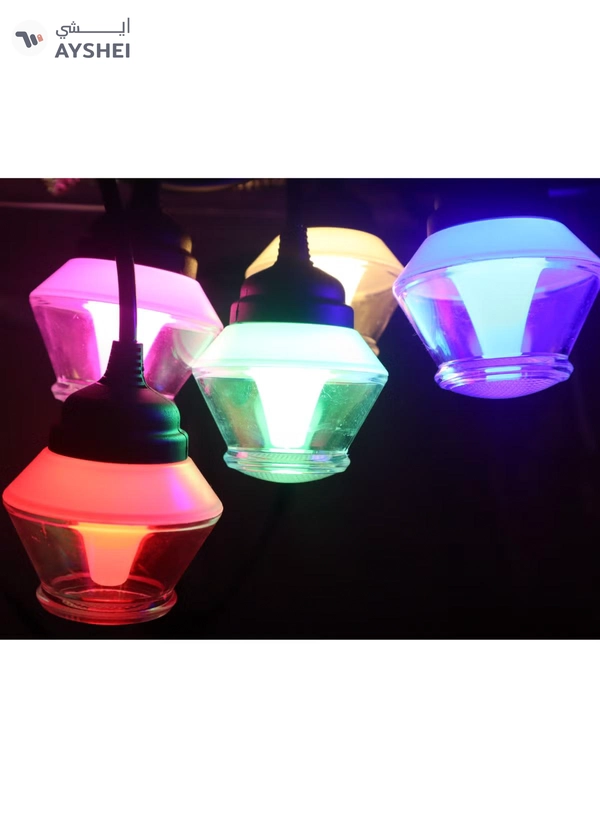 Yuwell Ramadan Lights 10 Led Light Fairy String Lights RGB Lights Outdoor Courtyard Light For Garden Party Decor Light 5 Meter Outdoor String Lights Ramadan Decorations Lights