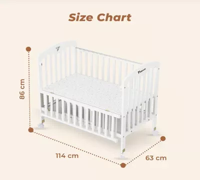 Baby plus 4 in 1 wooden bed side with storage and mattress w/cover - white-3