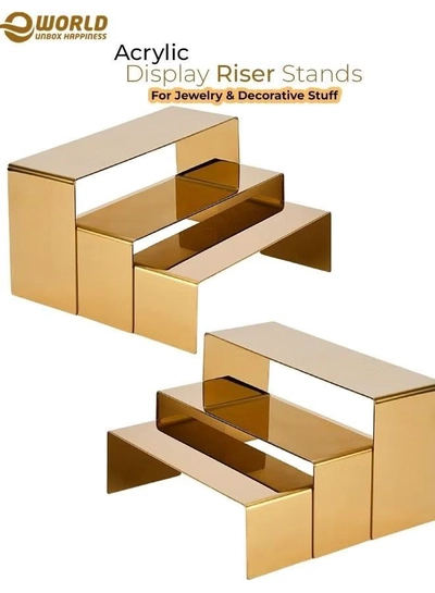Eworld 6 Pack Black Acrylic Display Risers for Jewelry and Decorative Items-0