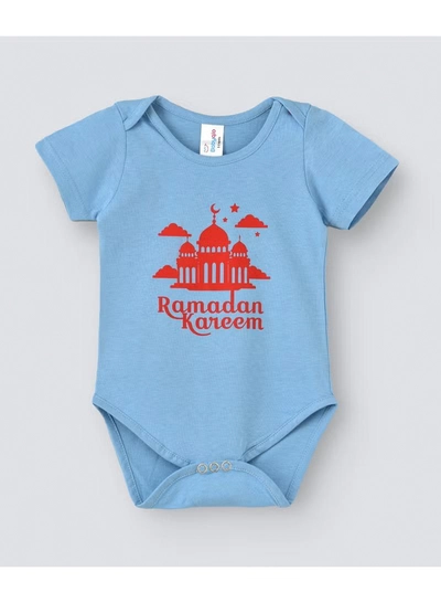 Babyqlo Festive Printed Onesies Sky Blue-0