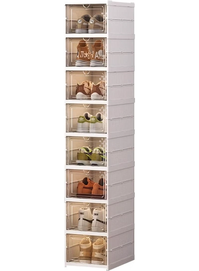 DubaiGallery Vertical Shoe Storage Box Organizer, 8 Layer Tall Shoe Cabinet with Clear Drawers, Durable Plastic Construction, Space Saving Design, Ideal for Modern Homes and Small Spaces-0