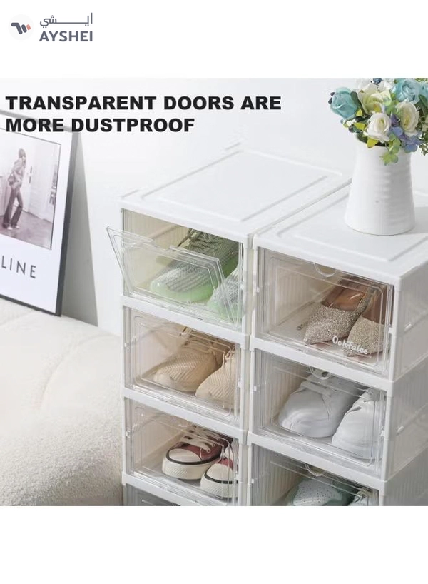 DubaiGallery Vertical Shoe Storage Box Organizer, 8 Layer Tall Shoe Cabinet with Clear Drawers, Durable Plastic Construction, Space Saving Design, Ideal for Modern Homes and Small Spaces