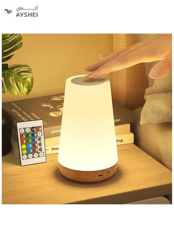 FEND Bedside Table Lamp, Children's Night Light with Remote and Touch Control, Dimmable LED Colour Lamps for Bedroom, Kids Room, Portable Camping Lamp