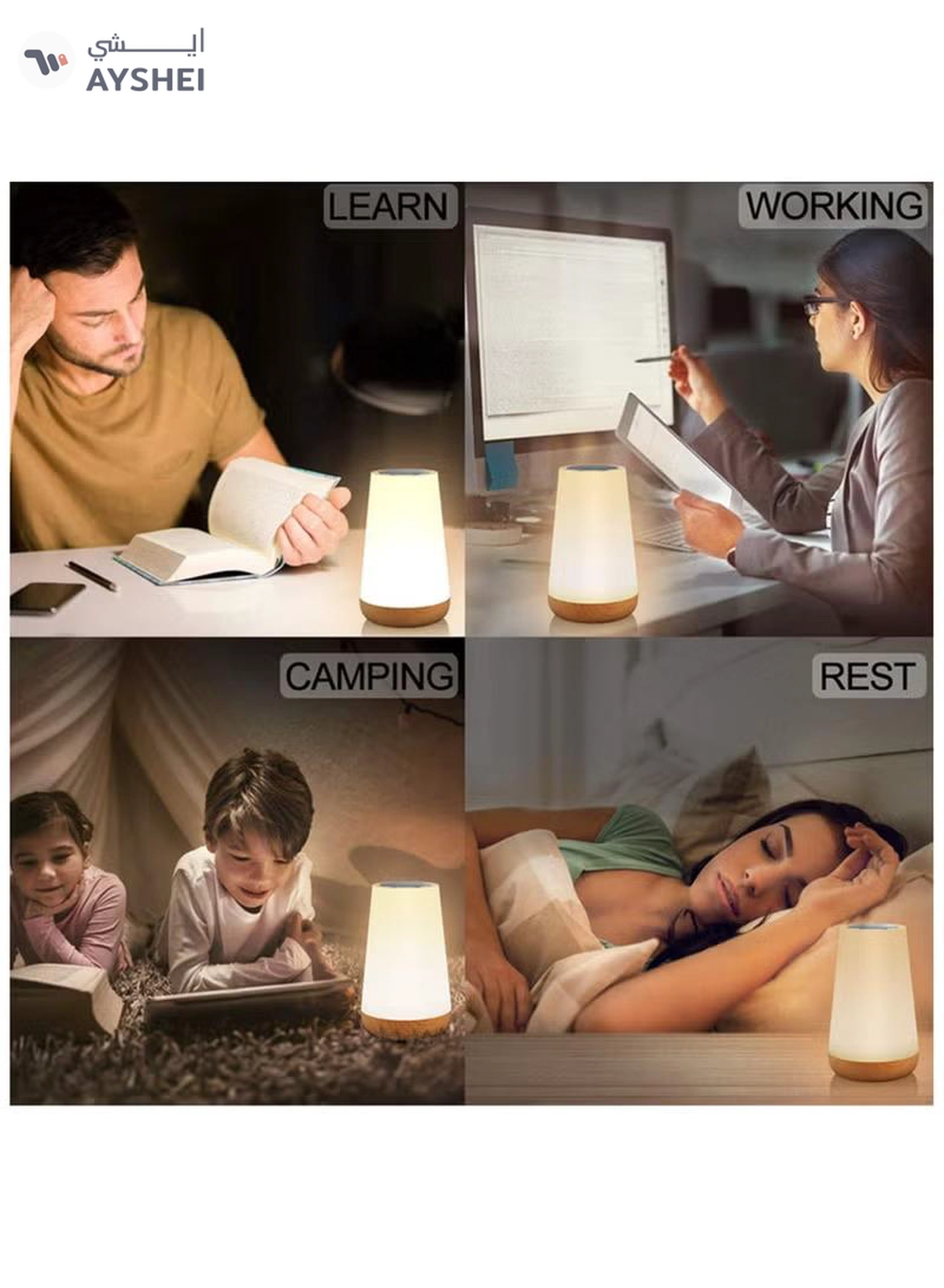 FEND Bedside Table Lamp, Children's Night Light with Remote and Touch Control, Dimmable LED Colour Lamps for Bedroom, Kids Room, Portable Camping Lamp-2-2