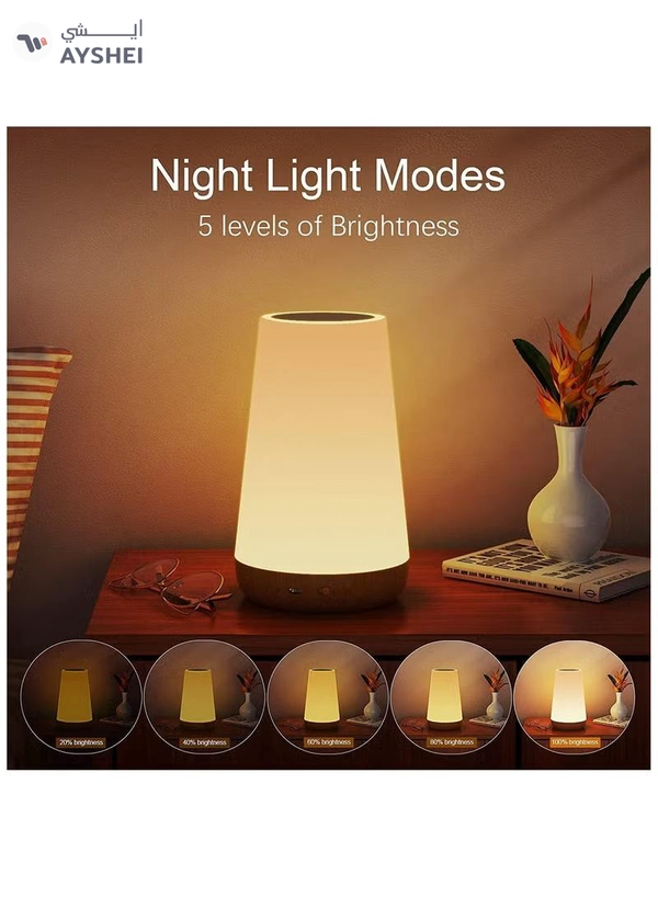 FEND Bedside Table Lamp, Children's Night Light with Remote and Touch Control, Dimmable LED Colour Lamps for Bedroom, Kids Room, Portable Camping Lamp