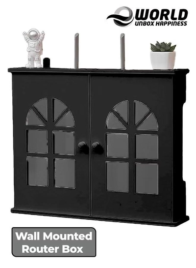 Eworld Stylish Wall-Mounted Router Rack for Wi-Fi Router, Set-Top Box, Light Cat Box, and More-0