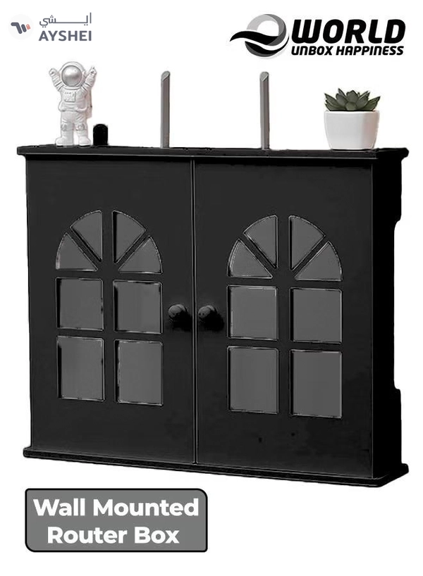 Eworld Stylish Wall-Mounted Router Rack for Wi-Fi Router, Set-Top Box, Light Cat Box, and More