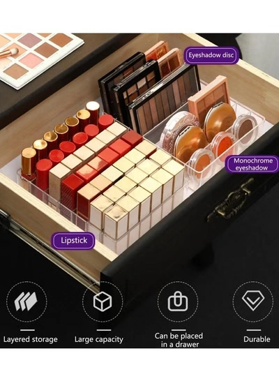 Eworld 7-Compartment Acrylic Cosmetic Organizer, Makeup Storage Display Box-3