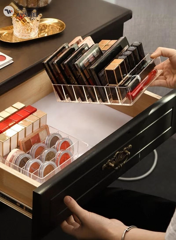 Eworld 7-Compartment Acrylic Cosmetic Organizer, Makeup Storage Display Box