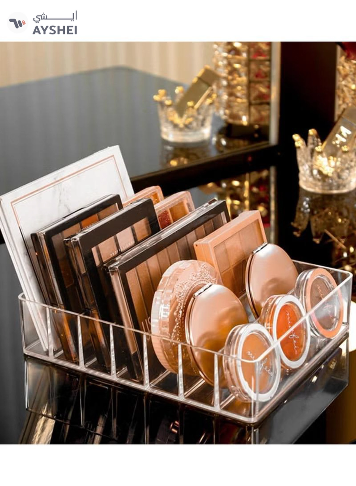 Eworld 7-Compartment Acrylic Cosmetic Organizer, Makeup Storage Display Box-6-6