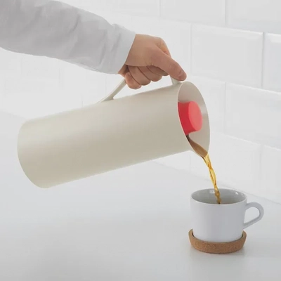 Stylish BEHÖVD Vacuum Flask - Beige & Red, 1 Liter-3