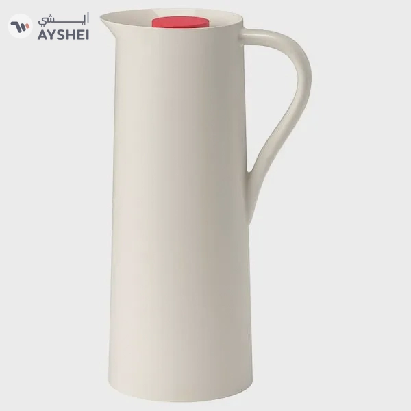 Stylish BEHÖVD Vacuum Flask - Beige & Red, 1 Liter