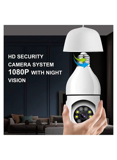 Eworld 360 Degree Wireless WIFI Light Bulb Security Camera with Motion Detection-2