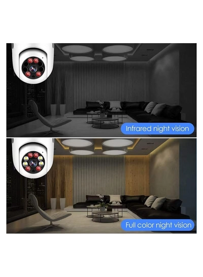 Eworld 360 Degree Wireless WIFI Light Bulb Security Camera with Motion Detection-4